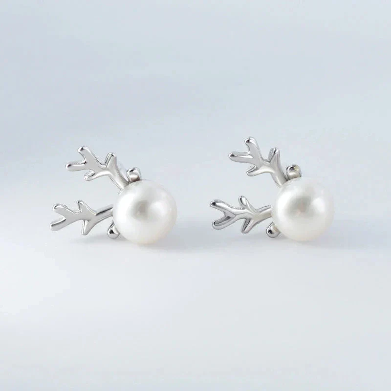 Reindeer Pearl Stud Earrings - Image 2