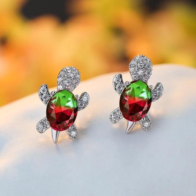 Sea Turtle Earrings in Zirconium and Silver - Image 11
