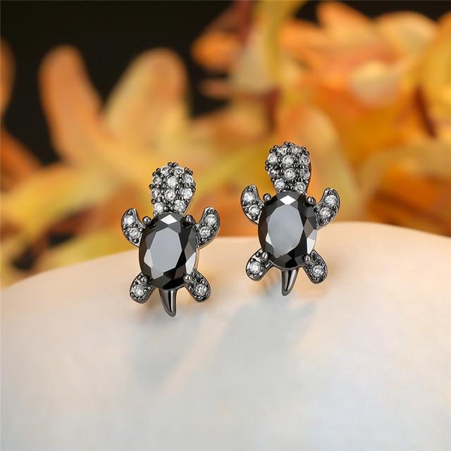 Sea Turtle Earrings in Zirconium and Silver - Image 12