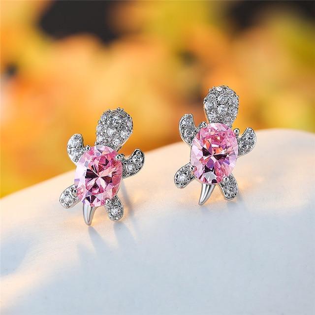 Sea Turtle Earrings in Zirconium and Silver - Image 7