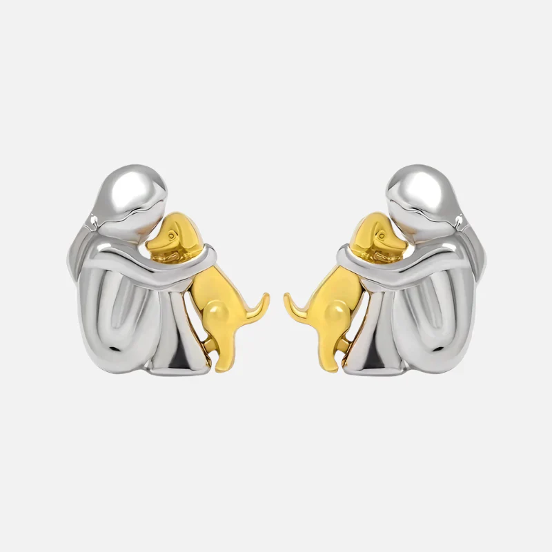 Silver and Gold Two-Tone Hug Earrings - Image 2