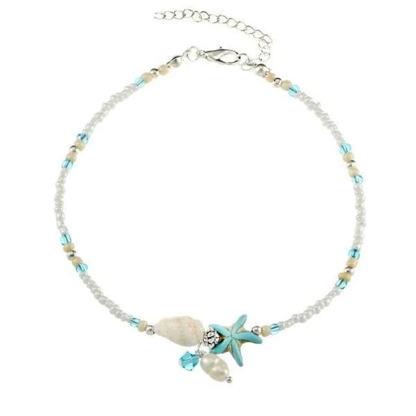 Star and Shell Anklet Bracelet with Natural Stones - Image 2