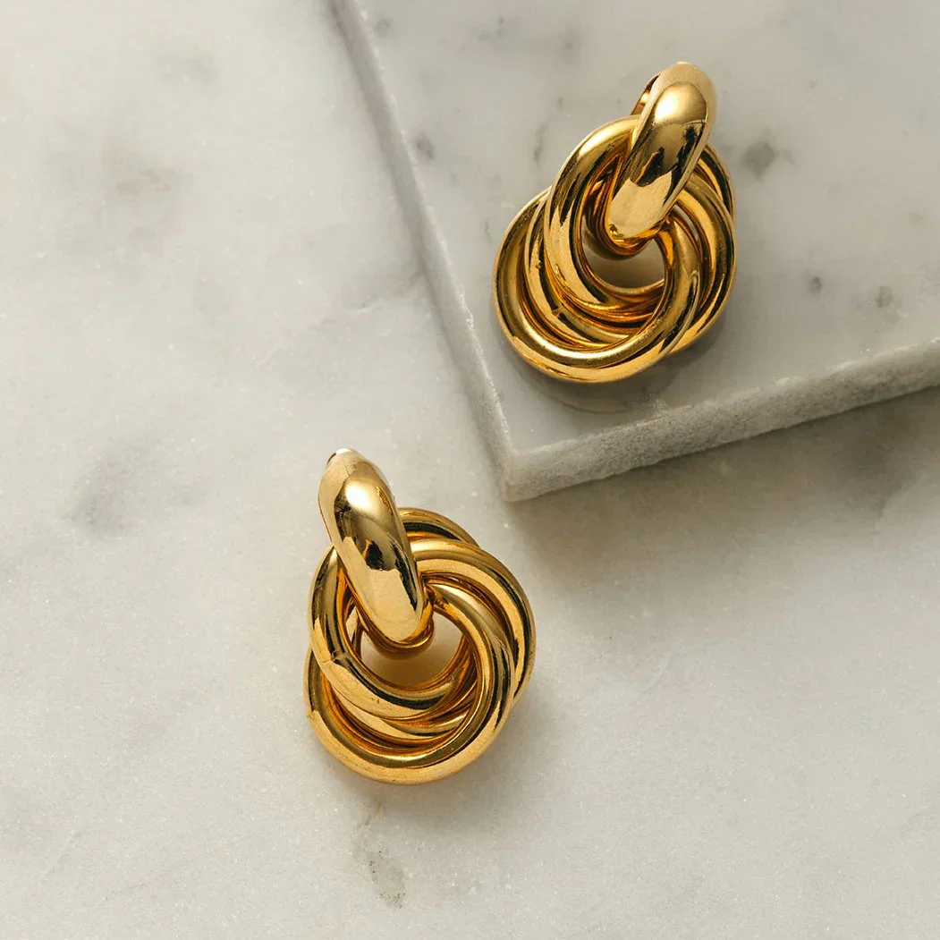 Statement Interlocking Earrings | White Gold - Image 4