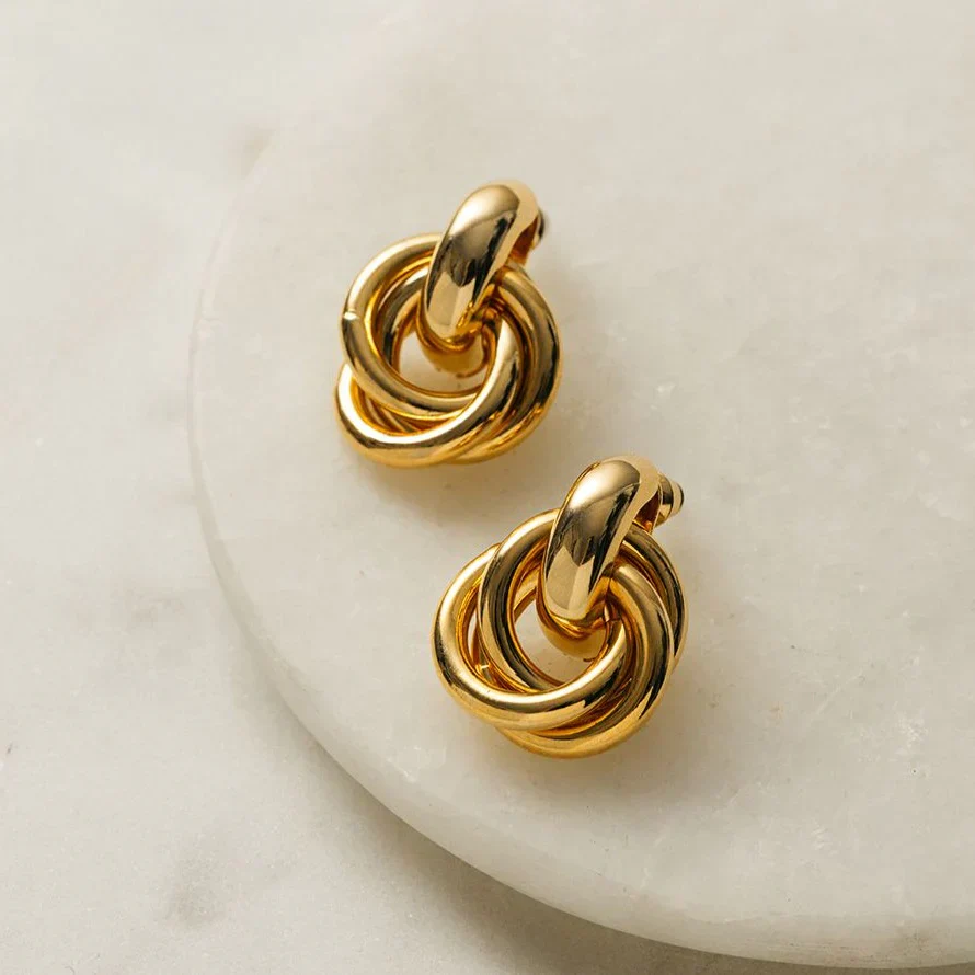 Statement Interlocking Earrings | White Gold - Image 5