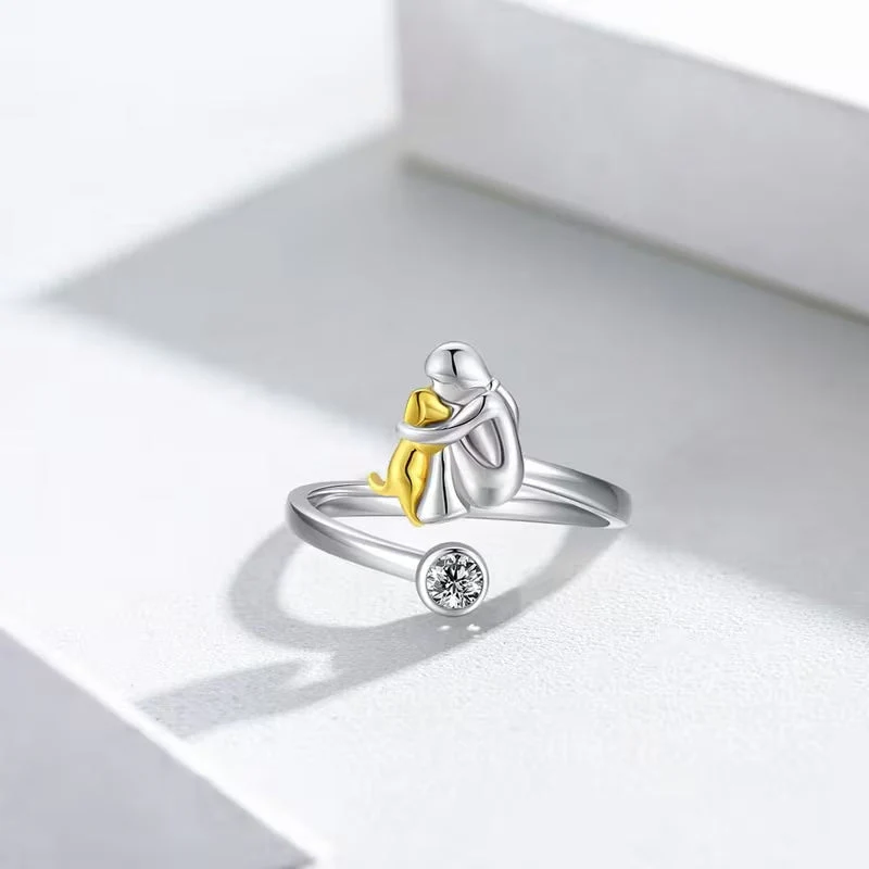 Sterling Silver Dog & Girl Ring - Image 2