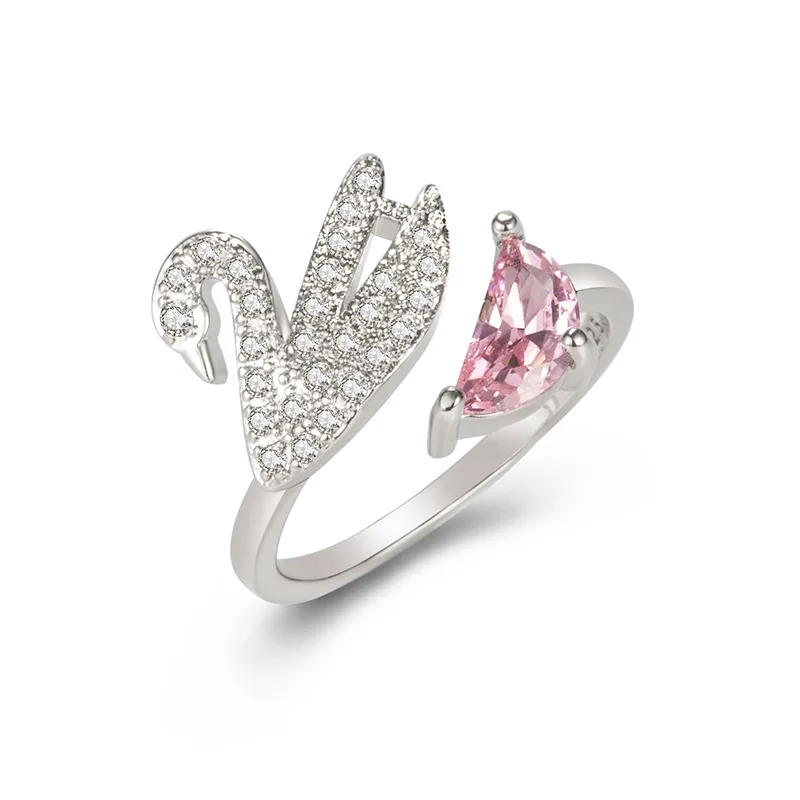 Swan Crystal Ring - Adjustable Rose Gold - Image 6