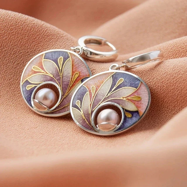 Vintage Acrylic Earrings with Pearls