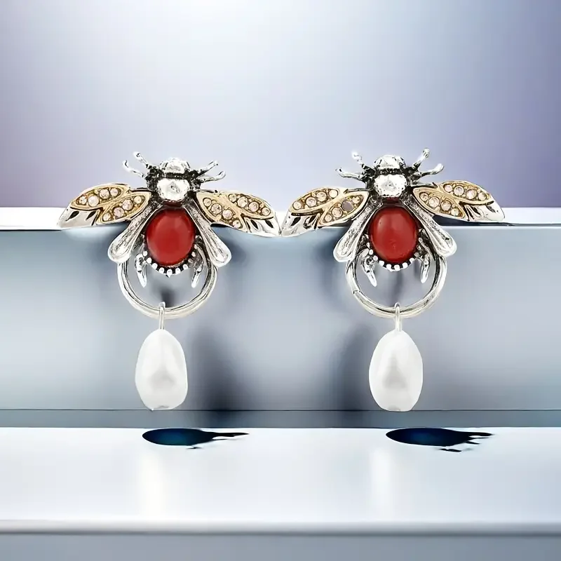 Vintage Bee Drop Earrings - Image 2