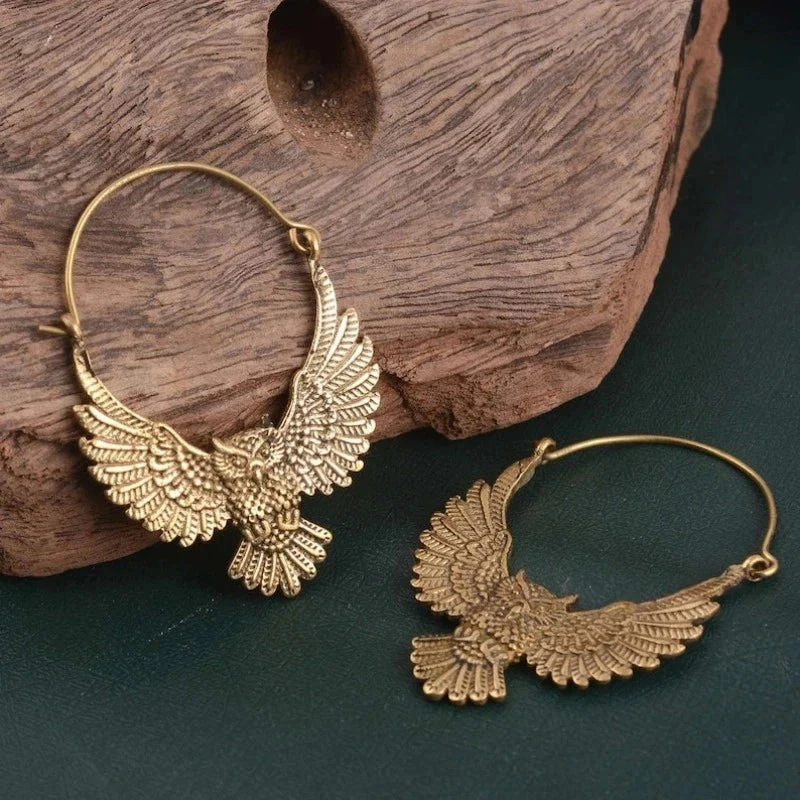 Vintage Bohemian Owl Statement Earrings - Image 6