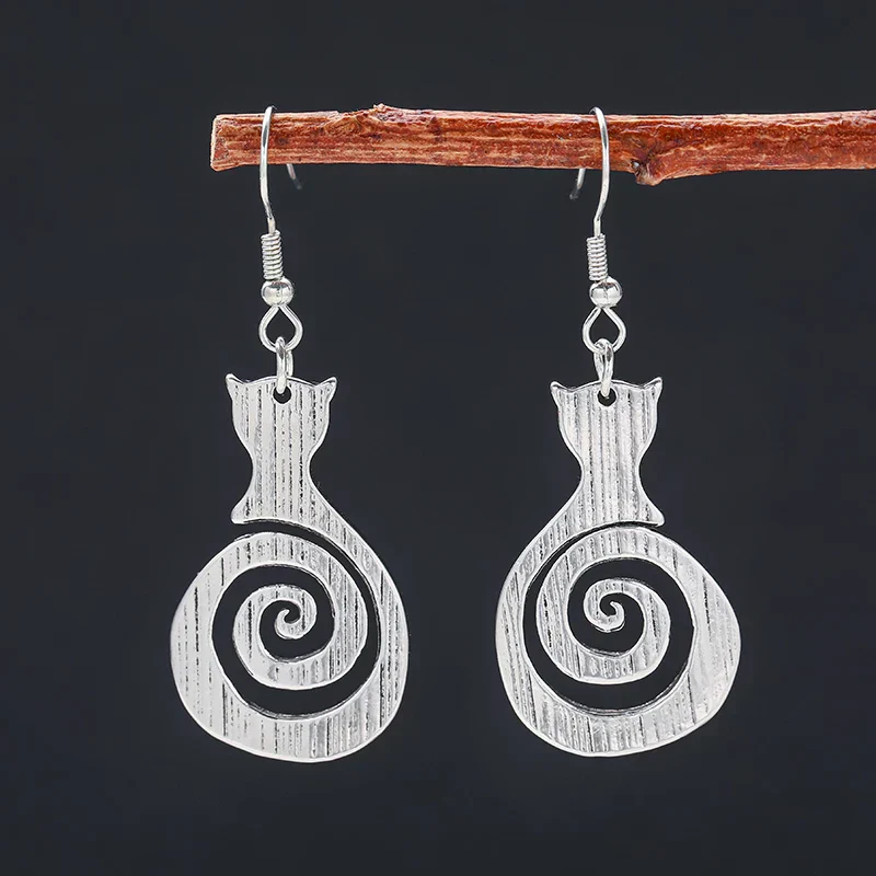 Vintage Cat Spiral Earrings - Image 4