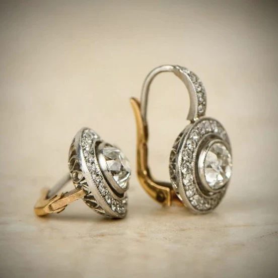 Vintage Crystal Earrings in Gold and Silver
