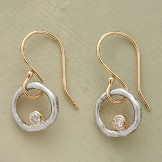 Vintage Gold and Silver Earrings with Zirconia