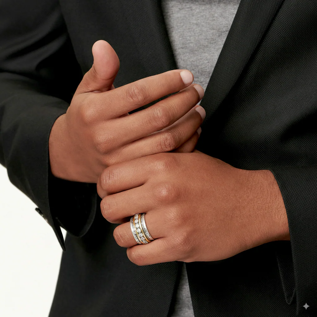 Vintage Gold and Silver Ring with Zirconia - Image 3