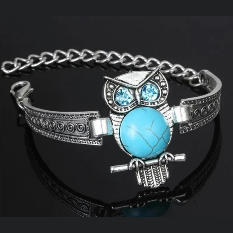 Vintage Owl Turquoise Charm Bracelet - Image 4