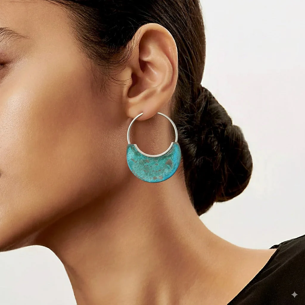 Vintage Worn Turquoise Earrings - Image 2