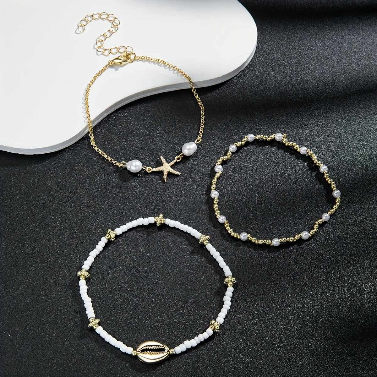 Waterproof 3-Piece Gold Star Anklet - Image 3