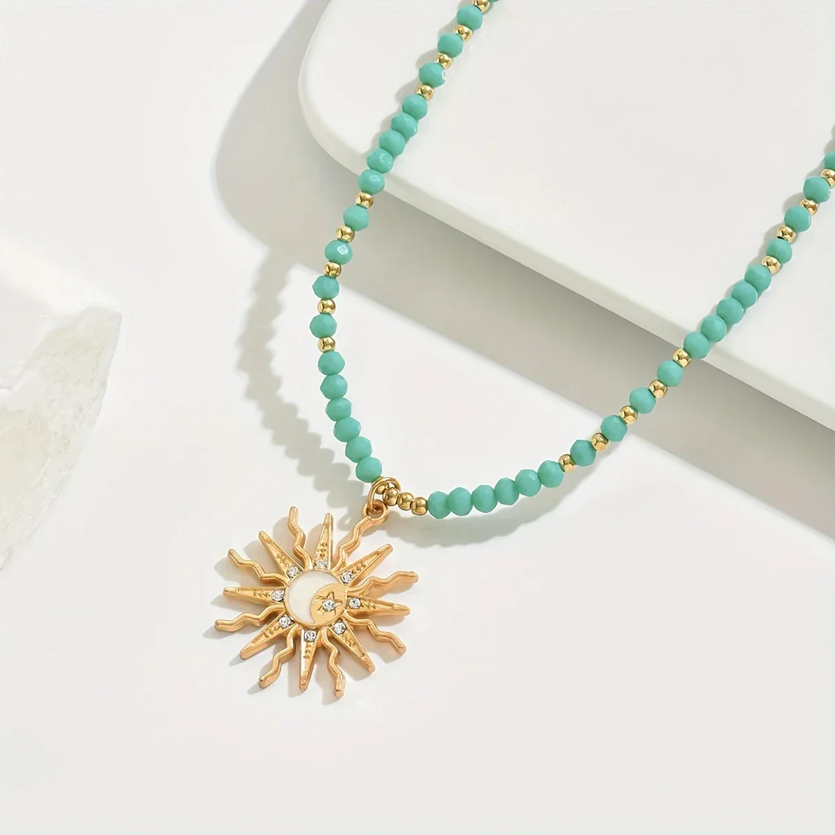Waterproof Bohemian Style Gold Sun Necklace - Image 6