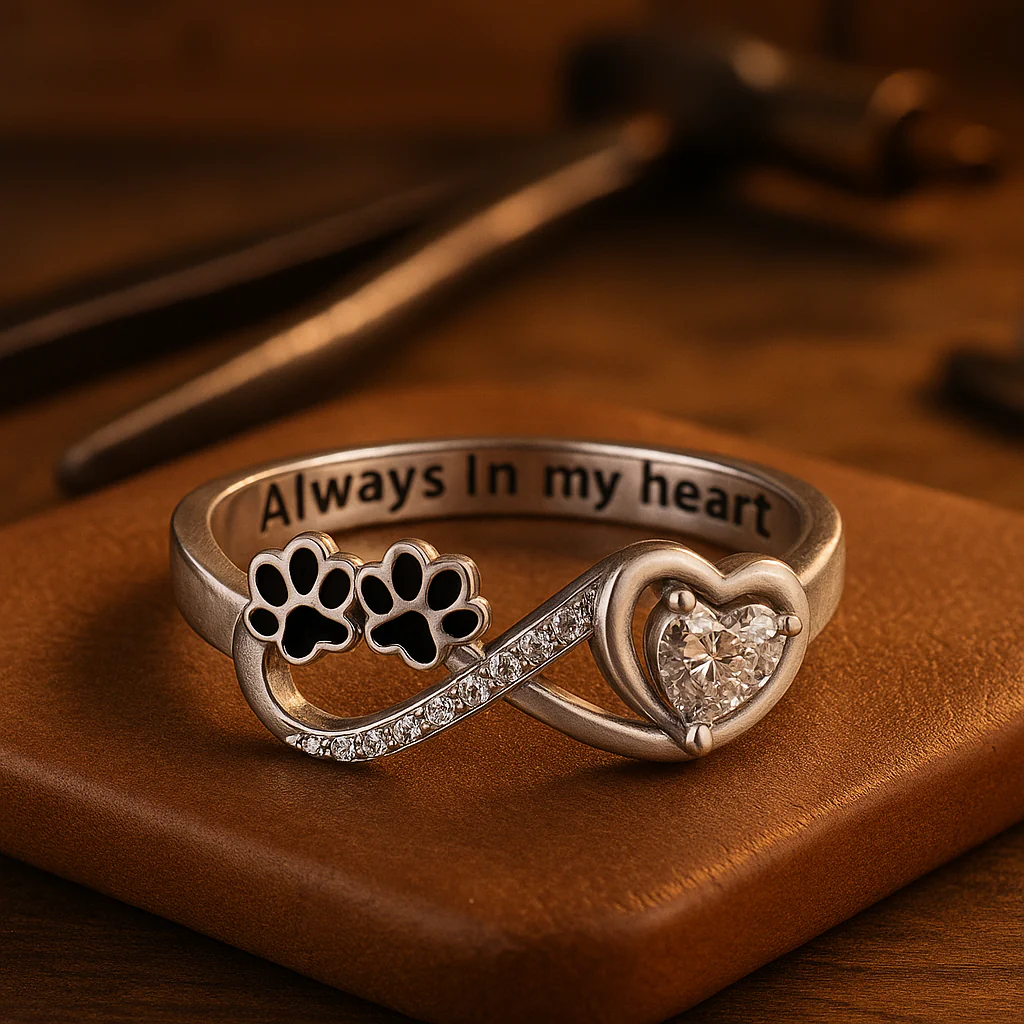 Zirconia Paw Ring with Heart and Infinity Design - Image 3